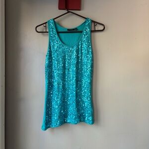 Apt. 9 Y2K Turquoise Sequin Tank Top M